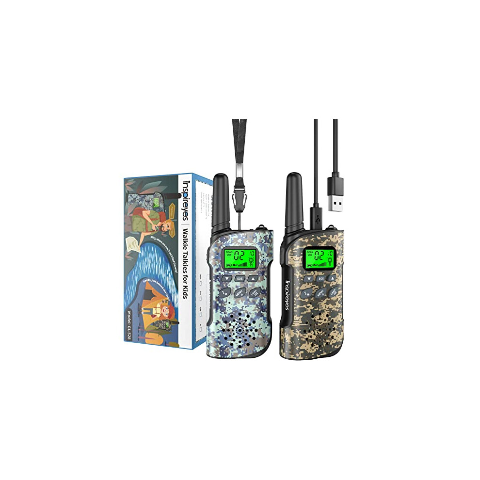 Inspireyes Walkie Talkies for Kids Rechargeable, 48 Hours Working Time 2 Way Radio Long Range, Outdoor Camping Games Toy Birthday Xmas Gift for Boys