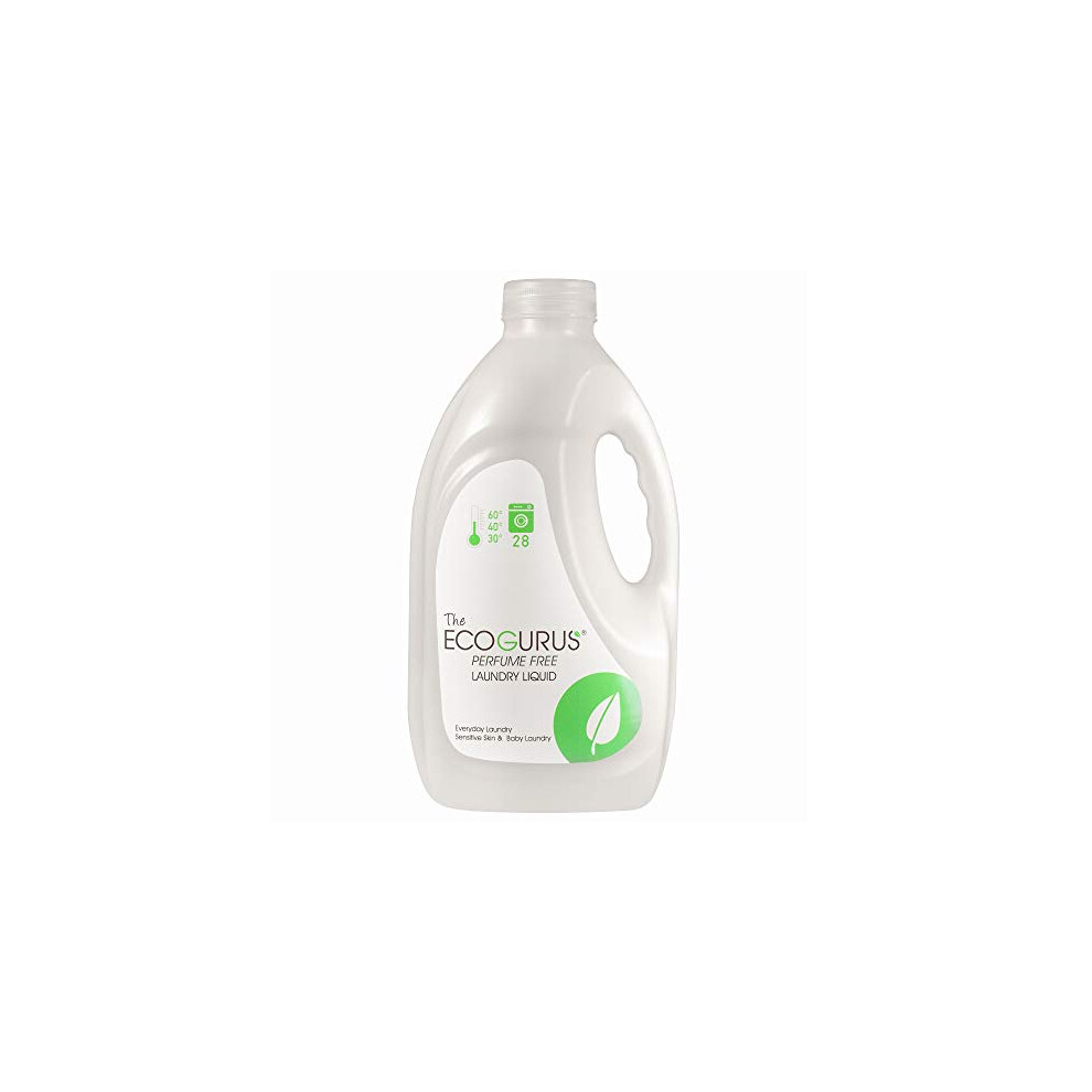 Ecogurus Eco Laundry Detergent - Baby Laundry Detergent 2L - Liquid Detergent for Sensitive Skin - Non Bio Washing Liquid - Effective Stain Remover