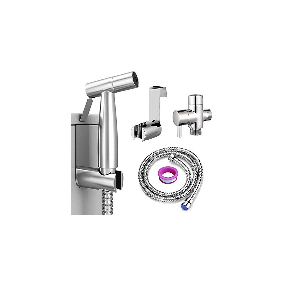 DJROLL Handheld Bidet Sprayer for Toilet, Spray Attachment with Hose for Feminine Wash, Baby Cloth Diaper Washer, Stainless Steel Cleaner and Shower