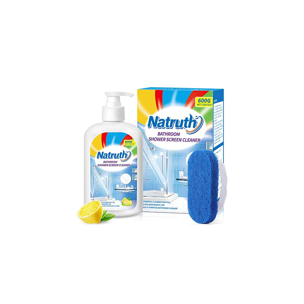 NATRUTH Bathroom Shower Screen Cleaner, 500ml/17.6oz Bathroom Glass Cleaner, Limescale Remover for Shower Screen, Shower Head, Faucet and Tile