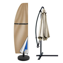 Teynewer Parasol Cover Waterproof, Cantilever Parasol Protective Cover with Telescopic Pole and Zipper Fit for 1 to 3 m Large Umbrella Patio Parasol