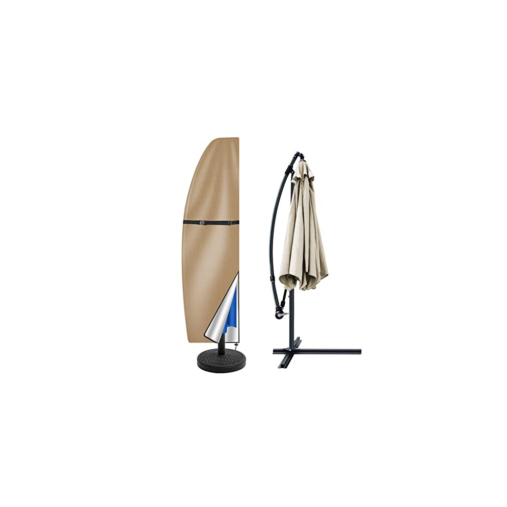 Teynewer Parasol Cover Waterproof, Cantilever Parasol Protective Cover With Telescopic Pole And Zipper Fit For 1 To 3 Umbrella Patio Parasol Large