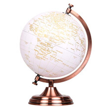 EXERZ 20cm Globe Golden and White Colour Metallic - Wedding Guest Book Globe - Metal Arc and Base, Coated in Golden Colour in White Globe - for
