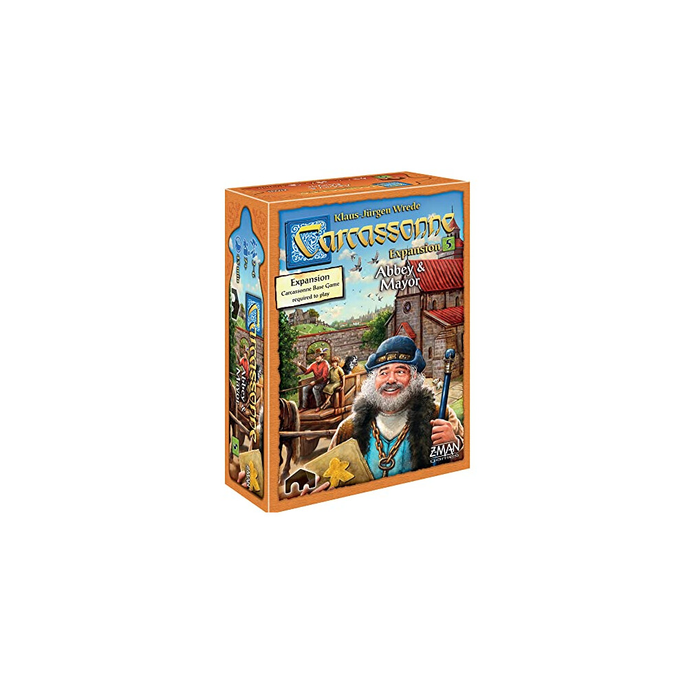 Z-Man Games | Carcassonne Abbey & Mayor | Board Game Expansion 5 | Ages 7 And Up | 2-6 Players | 45 Minutes Playing Time