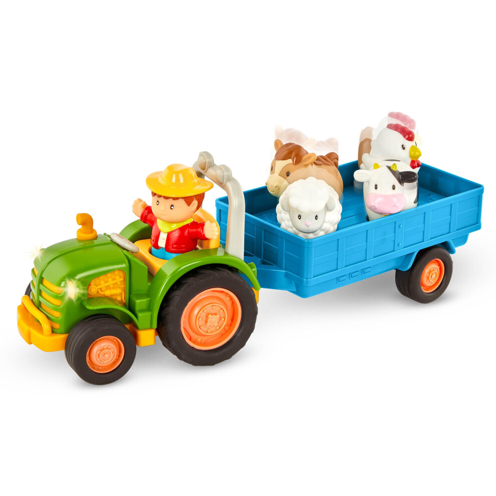 Battat ? Farm Toys for Toddlers, Kids ? Lights, Animal Sounds & Old MacDonald Music ? 7pc Pretend Play Set ? Tractor, Trailer, Farm Animals ? Farming