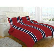(Red, Single) Brody Stripes Flannelette Sheet Set Thermal Brushed Cotton Sheet Set