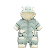 (Green, 12-18 Months) Baby Kids Down Coat Jumpsuit Newborn Romper Hooded