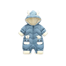 (Blue, 6-12 Months) Baby Kids Down Coat Jumpsuit Newborn Romper Hooded