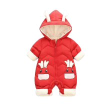(Red, 18-24 Months) Baby Kids Down Coat Jumpsuit Newborn Romper Hooded