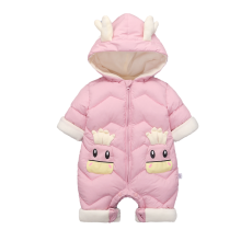 (Pink, 3-6 Months) Baby Kids Down Coat Jumpsuit Newborn Romper Hooded