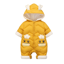 (Yellow, 6-12 Months) Baby Kids Down Coat Jumpsuit Newborn Romper Hooded