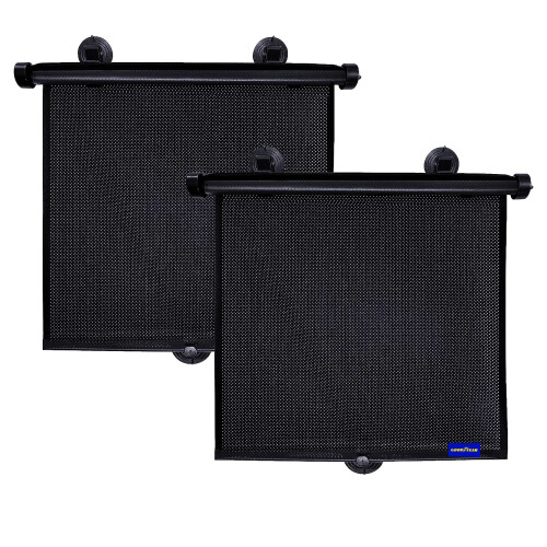 Goodyear 2Pc Car Window Roller Blinds Sun Shade Visor UV Protection Mesh Kids 1