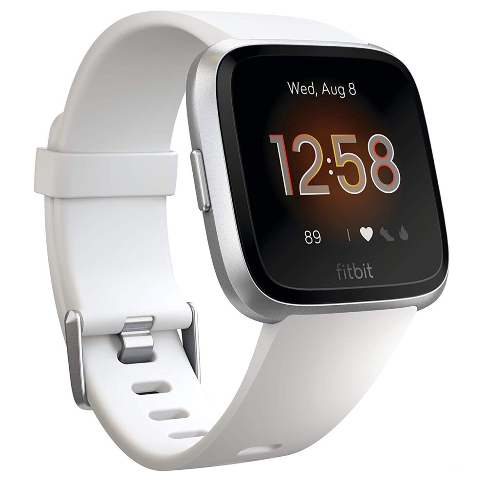 Fitbit Versa Lite 40mm silver dial, white silicone strap, smartwatch