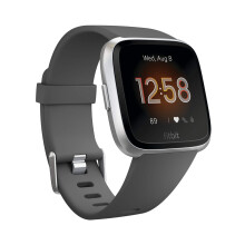 Fitbit Versa Lite 40mm silbernes Zifferblatt, schwarzes Silikonband, Smartwatch