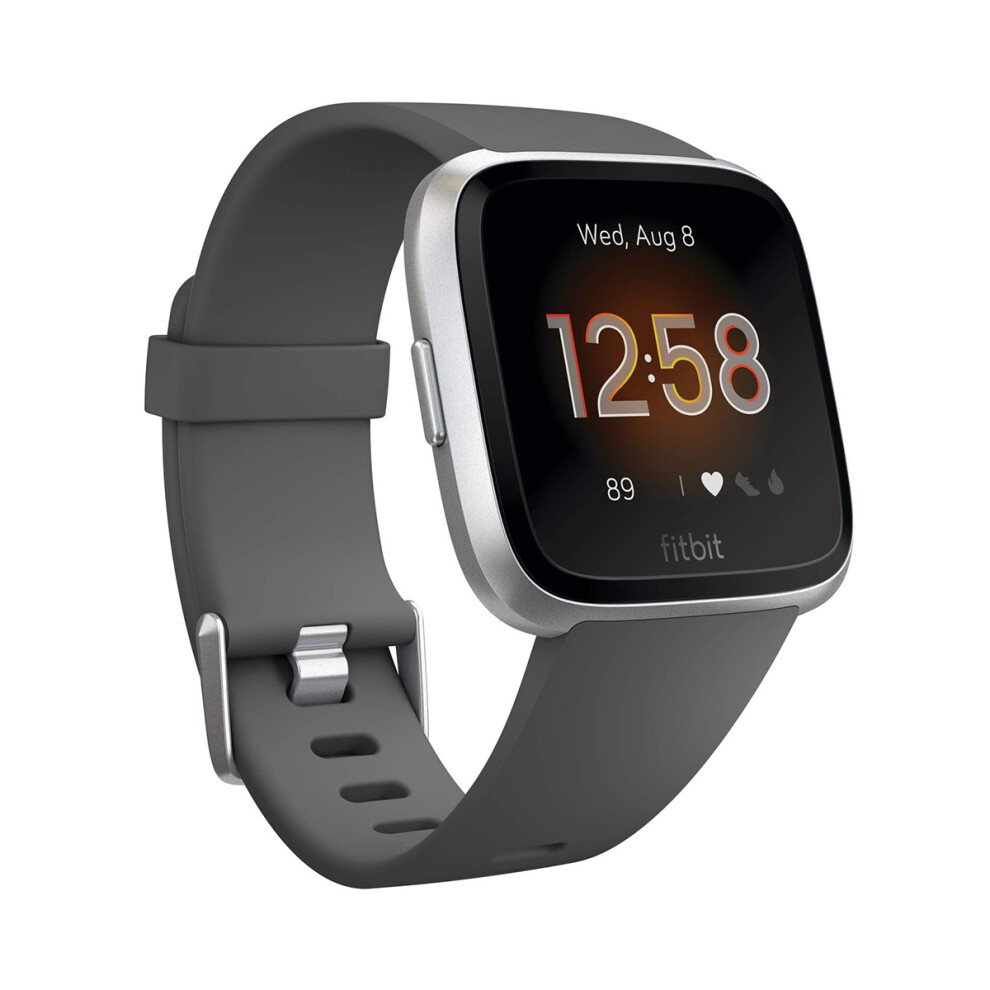 Fitbit Versa Lite 40mm silver dial, black silicone strap, smartwatch