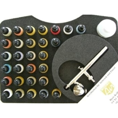 VAL71172 - AV Vallejo Model Air 17ml - Basic Colours & Airbrush Set
