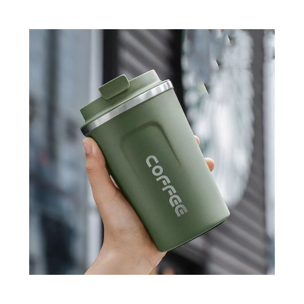 (Green) Insulated Travel Coffee Mug Cup Thermal Stainless Steel Flask Vacuum Thermos