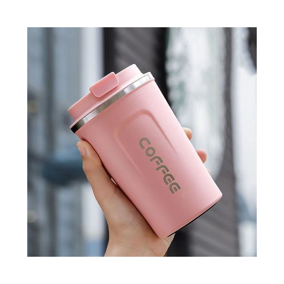 (Pink) Insulated Travel Coffee Mug Cup Thermal Stainless Steel Flask Vacuum Thermos
