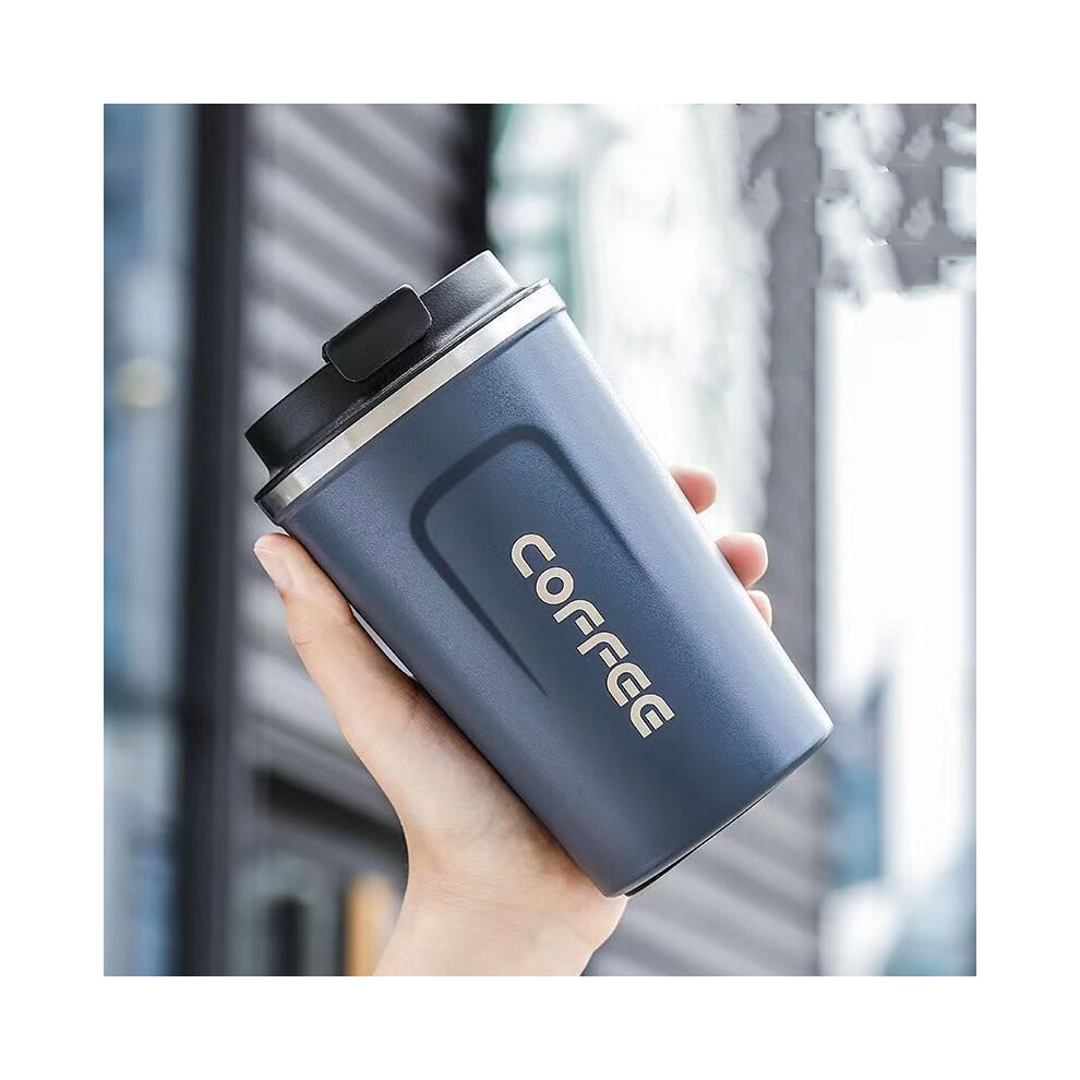 (Blue) Insulated Travel Coffee Mug Cup Thermal Stainless Steel Flask Vacuum Thermos