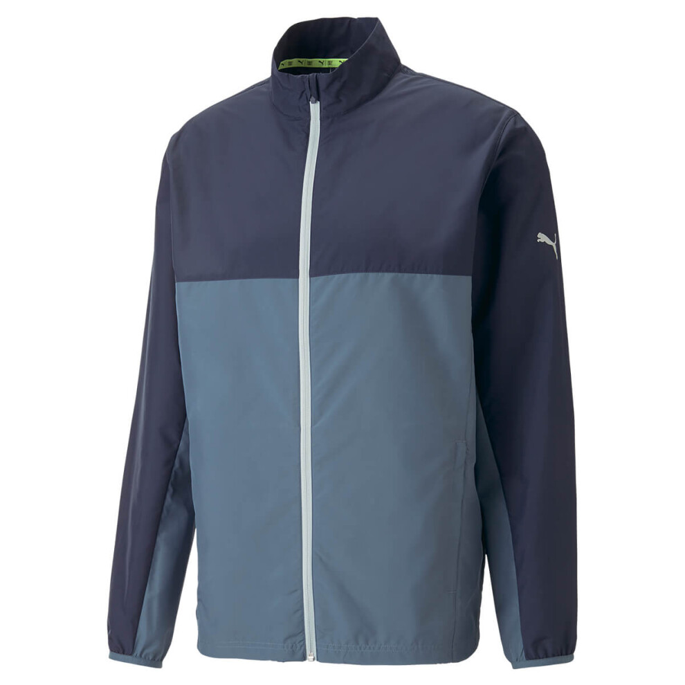 (M, Navy Blazer/Evening Sky) Puma Golf Mens First Mile Sustainable Recycled Moisture Wicking Jacket