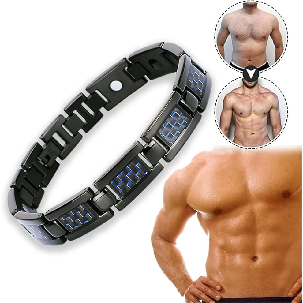 (Black blue) Titanium Power Magnetic Bracelet, Magnetic Lymph Purifying Bracelet, Titanium Slimming Therapy Magnetic Bracelet, Magnetic Bracelet For Men, Relieve A