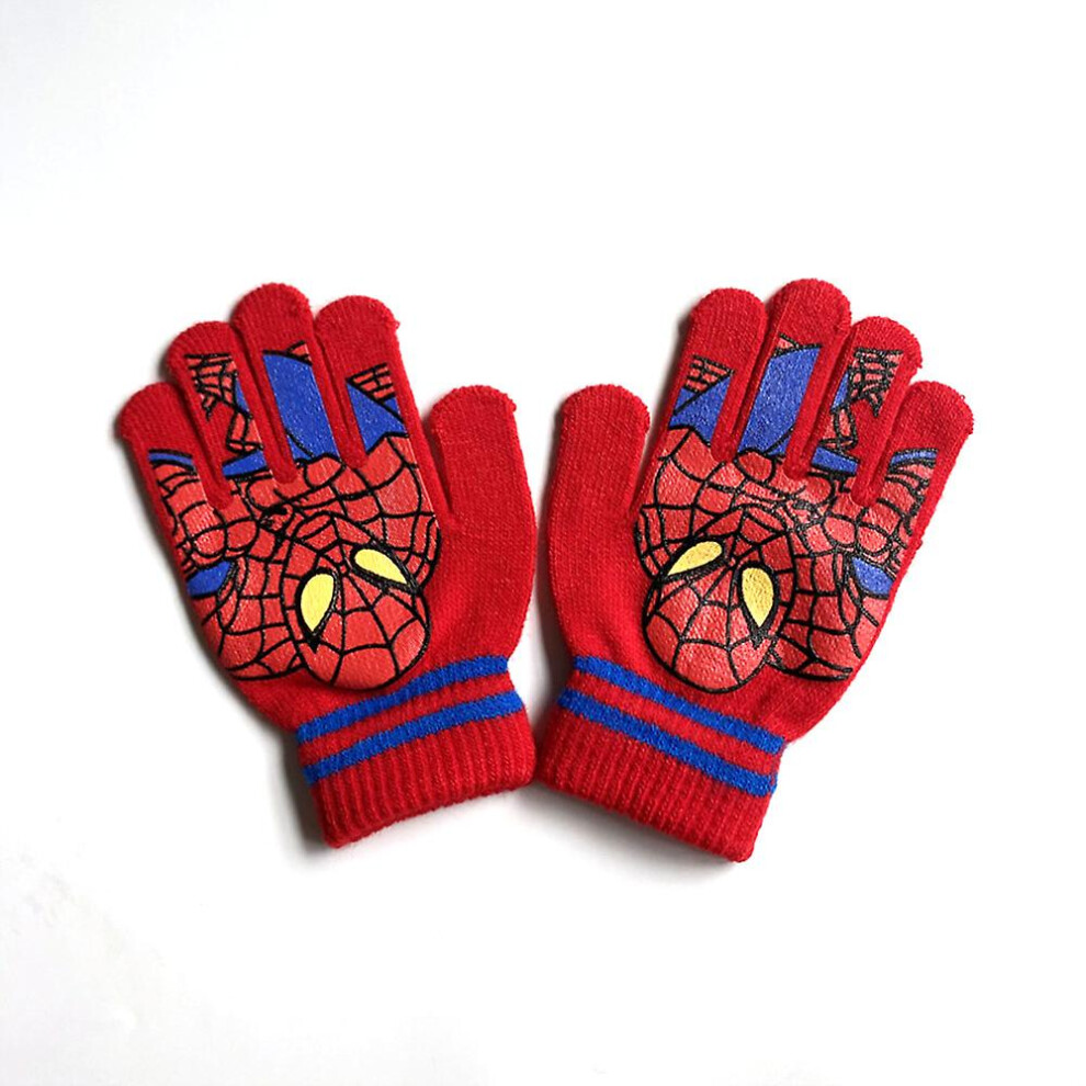(C) Spiderman Kids Boys Super Hero Full Finger Gloves Warm Winter Knitted Thermal Glove Mittens Gifts