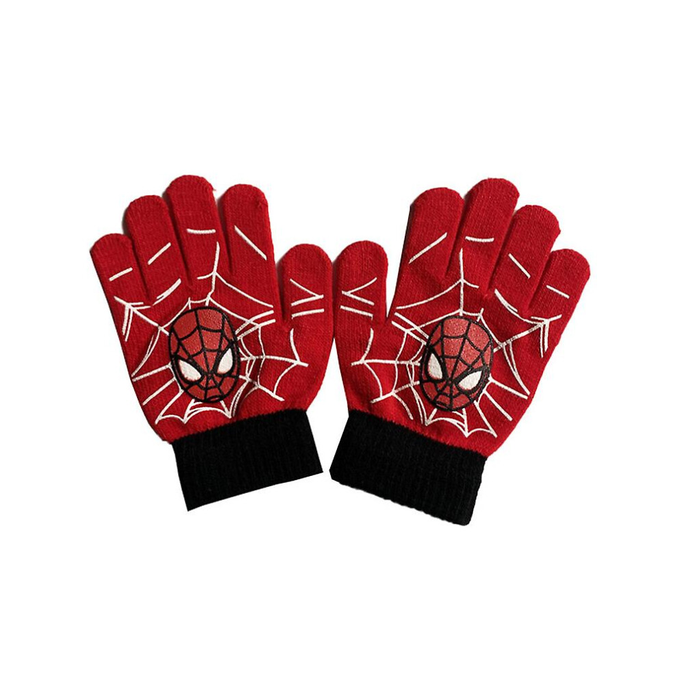 (A) Spiderman Kids Boys Super Hero Full Finger Gloves Warm Winter Knitted Thermal Glove Mittens Gifts