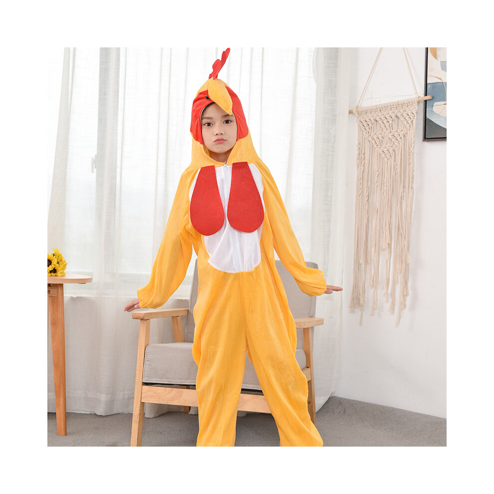 (Cock, 140cm) Animal Childrens Chicken Roleplay Pajamas Onepiece Stage Performance Costume