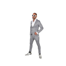 (Small 38/40") Psychedelic Suit - Monochrome , 60's / 70's / 80's