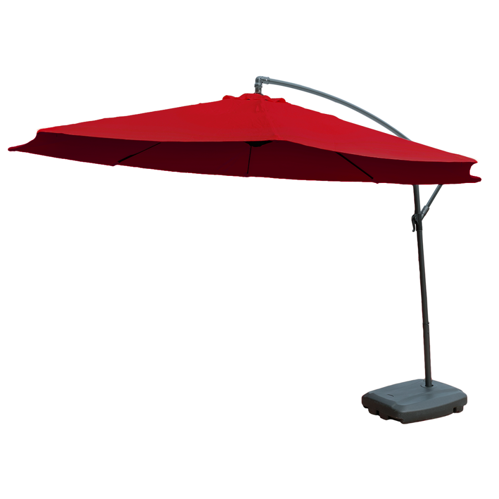 KCT 3.5m Large Burgundy Garden and Patio Cantilever Parasol with Base