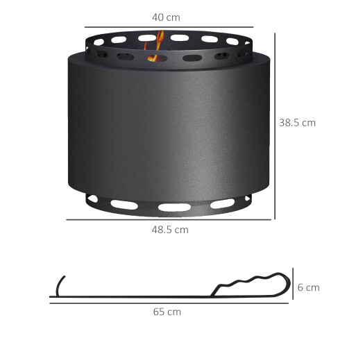 Outsunny Outsunny 48.5cm Smokeless Wood Burning Firepit Metal Fire Pit, Black 1
