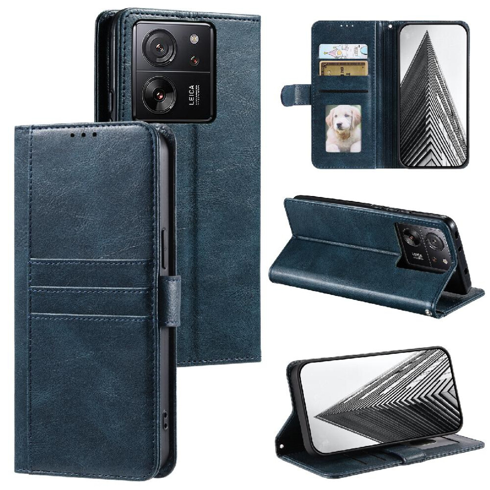 (Blue) Flip Case For Xiaomi 13T/13T Pro Wallet 6 Card Slots Pu Leather Kickstand Blue 764762730246