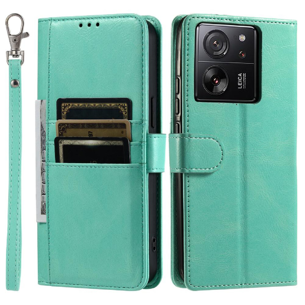 (Green) Flip Case For Xiaomi 13T/13T Pro Wallet 6 Card Slots Pu Leather Kickstand Green 764762730260