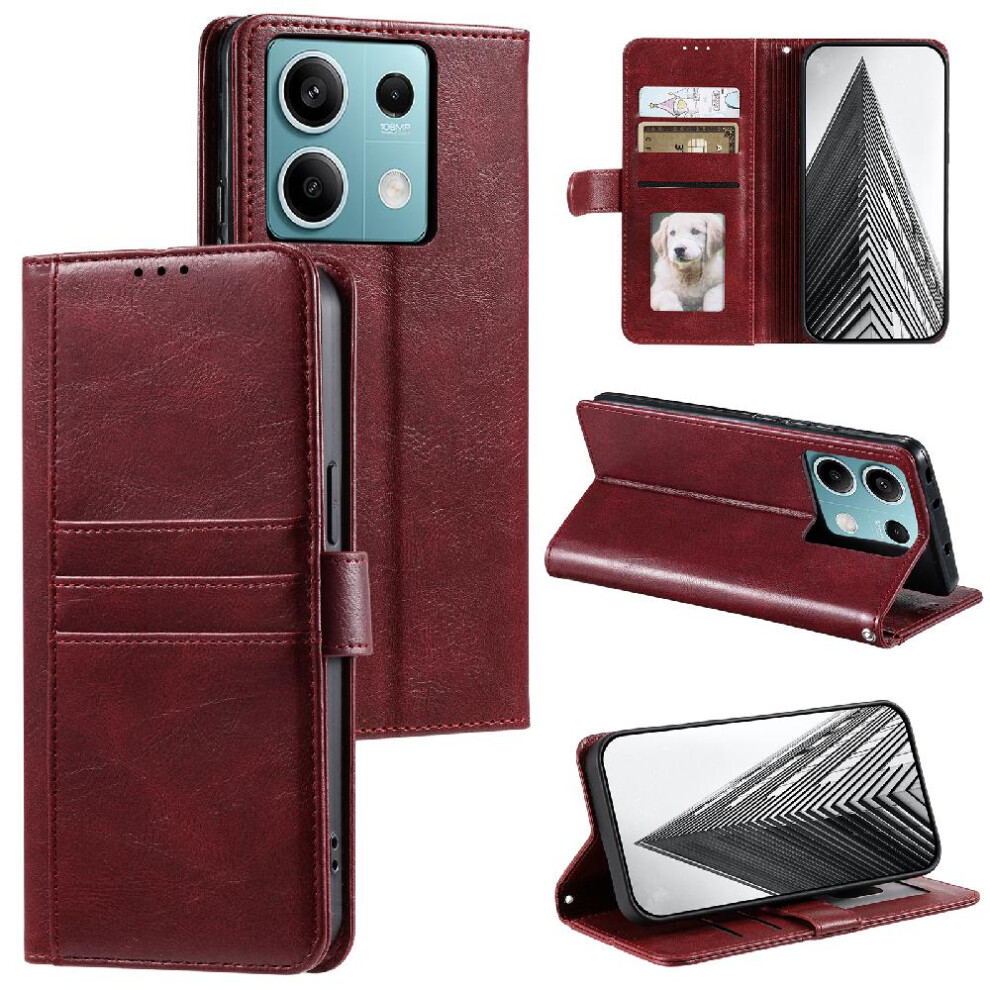 (Red) Flip Case For Xiaomi Mi Note 13 5G Pu Leather 6 Card Slots Wallet Kickstand Red 764762730635