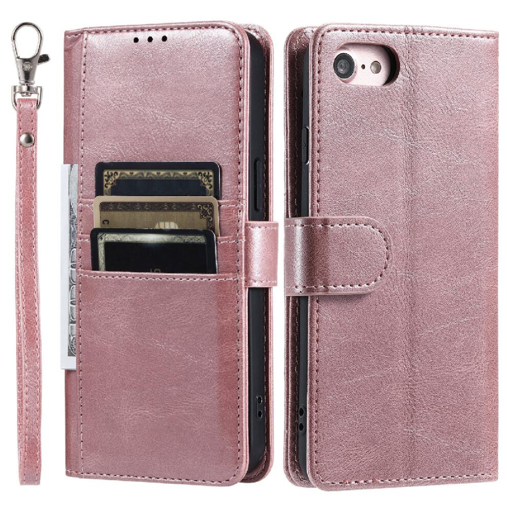 (Pink) Flip Case For Iphone Se 2020/2022 6 Card Slots Wallet Kickstand Pu Leather Pink 764762730819