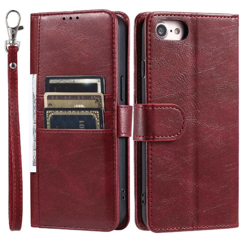 (Red) Flip Case For Iphone 6 Plus/6S Plus Pu Leather 6 Card Slots Kickstand Wallet Red 764762731038