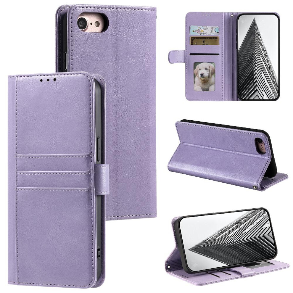 (Purple) Flip Case For Iphone 6/6S Kickstand Wallet Pu Leather 6 Card Slots Purple 764762731076