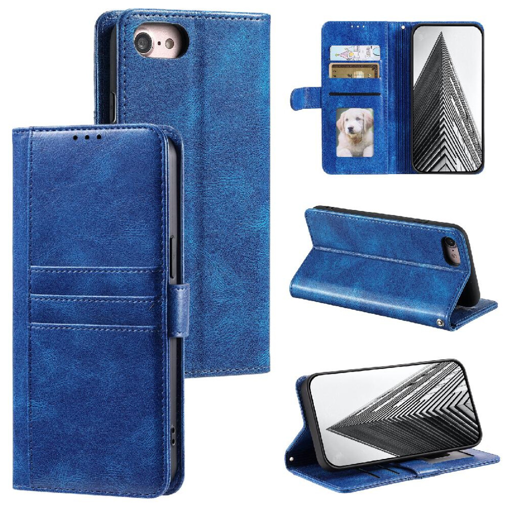 (Light ) Flip Case For Iphone 6/6S Kickstand Wallet Pu Leather 6 Card Slots Blue 764762731106