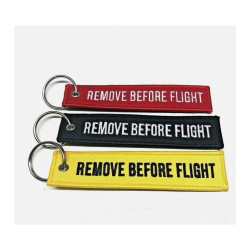 REMOVE BEFORE FLIGHT Personality Embroidered Fabric Keychain 1