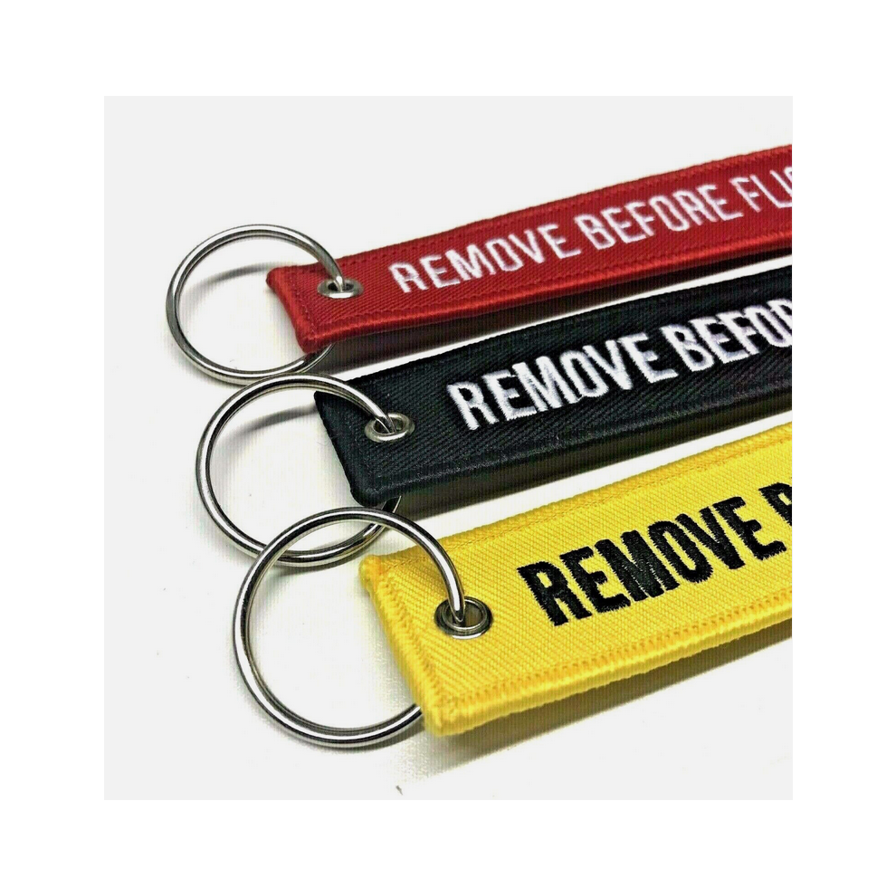 Paktoo Unisex Multicoloured Remove Before Flight Personality Embroidered Fabric Keychain