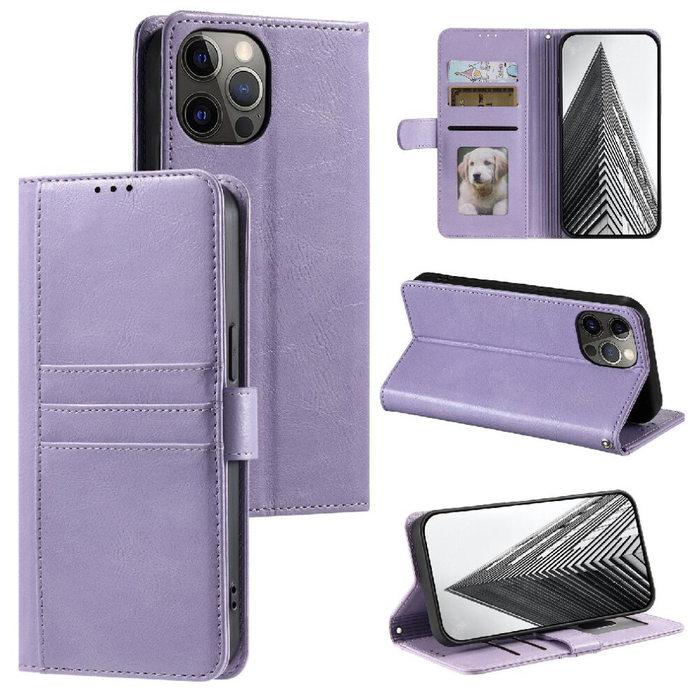 (Purple) Flip Case For Iphone 12 Mini Pu Leather Wallet Kickstand 6 Card Slots Purple 764762731939