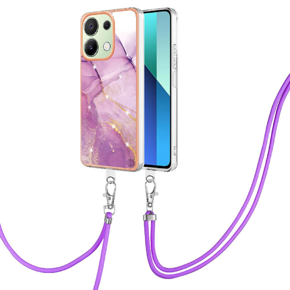 ( Violet) Case For Xiaomi Redmi Note 13 4G Anti-Scratch Soft Marble Crossbody Lanyard Strap Bumper Light 764762732639