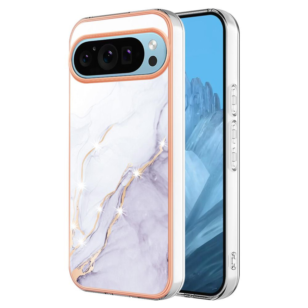 (White) Case For Google Pixel 9 5G Protection Marble Pattern Slim Tpu Soft Bumper White 764762733070