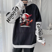 (M) Black Genshin Impact Kaedehara Kazuha 3d Printed Hoodie Fashion Hooded Pullover Jumper