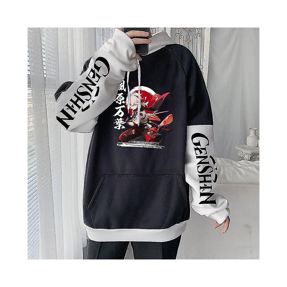 (M) Genshin Impact Kaedehara Kazuha 3D Printed Hoodie Fashion Hooded Pullover Jumper Black