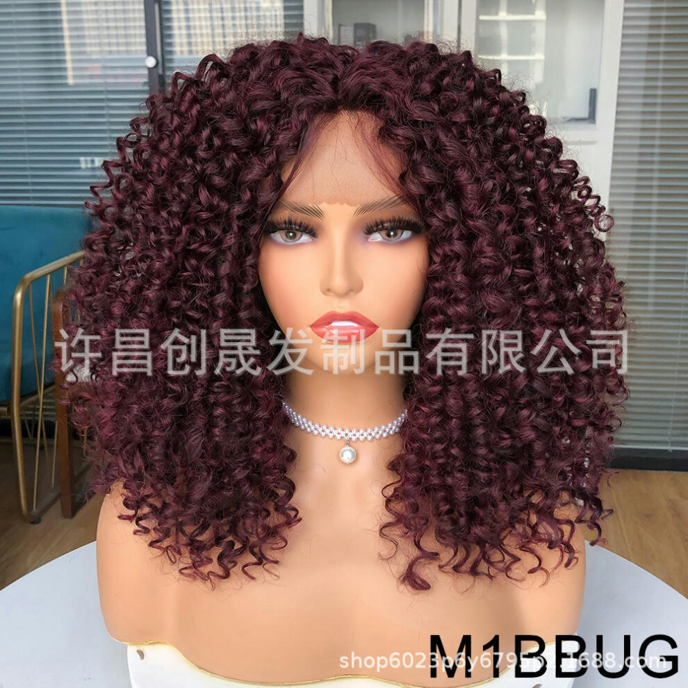 (M1BBUG) Former Lace Wigs Female Black Short Curly Kinky Curly Wigs African Wiggle Set European And American Wig