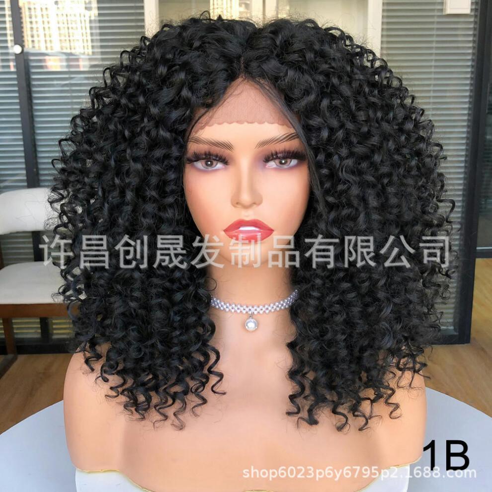 (1B) Former Lace Wigs Female Black Short Curly Kinky Curly Wigs African Wiggle Set European And American Wig