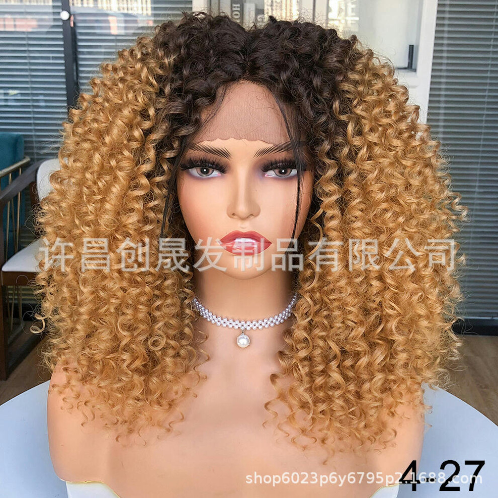 (4-27) Former Lace Wigs Female Black Short Curly Kinky Curly Wigs African Wiggle Set European And American Wig