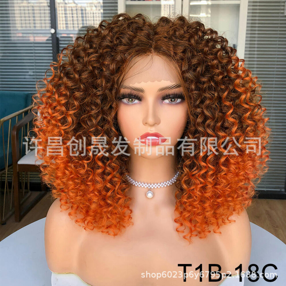 (T1B18C) Former Lace Wigs Female Black Short Curly Kinky Curly Wigs African Wiggle Set European And American Wig