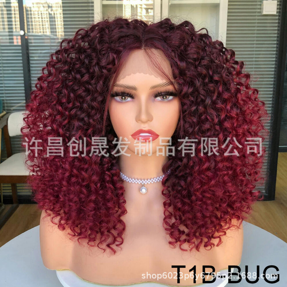 (T1B BUG) Former Lace Wigs Female Black Short Curly Kinky Curly Wigs African Wiggle Set European And American Wig